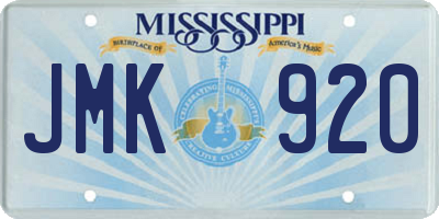 MS license plate JMK920