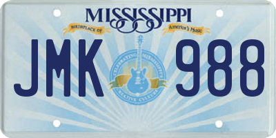 MS license plate JMK988