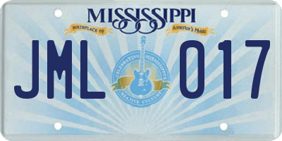 MS license plate JML017