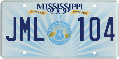 MS license plate JML104