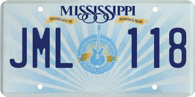 MS license plate JML118