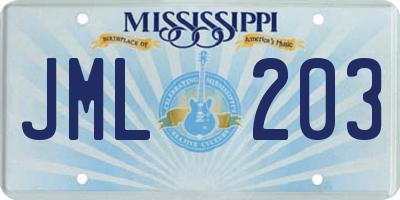 MS license plate JML203