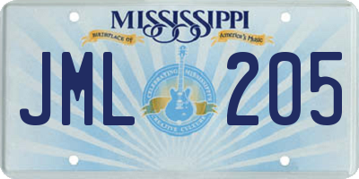 MS license plate JML205