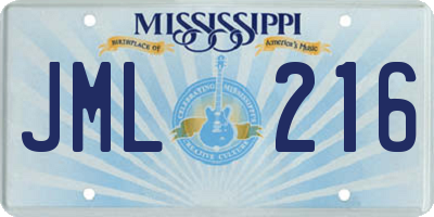 MS license plate JML216