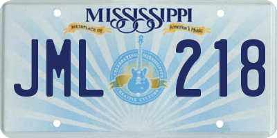 MS license plate JML218