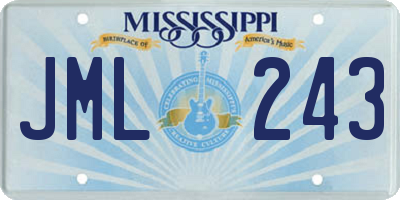 MS license plate JML243