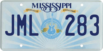 MS license plate JML283