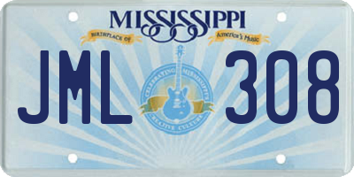 MS license plate JML308