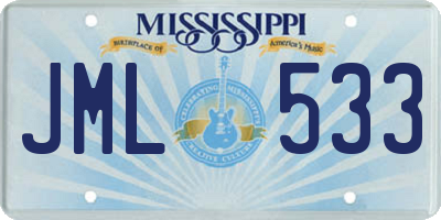 MS license plate JML533