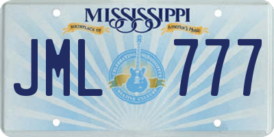 MS license plate JML777