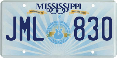 MS license plate JML830