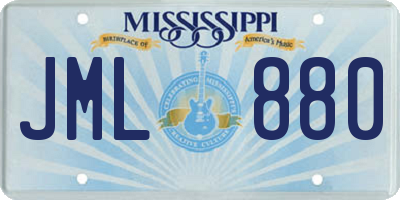 MS license plate JML880