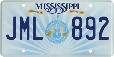 MS license plate JML892