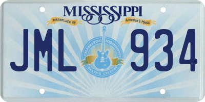 MS license plate JML934