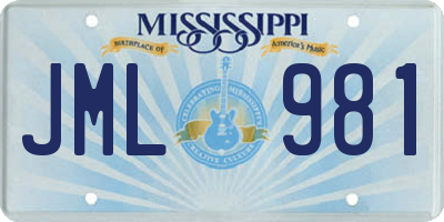 MS license plate JML981