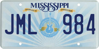 MS license plate JML984