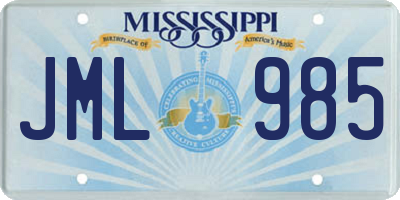 MS license plate JML985