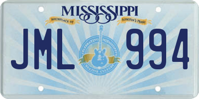 MS license plate JML994