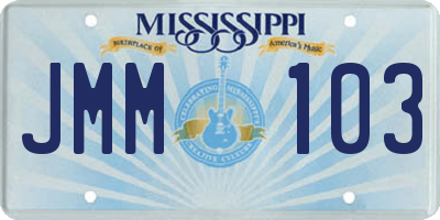 MS license plate JMM103