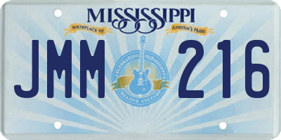 MS license plate JMM216