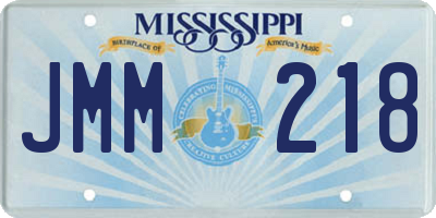 MS license plate JMM218
