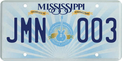 MS license plate JMN003