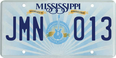 MS license plate JMN013