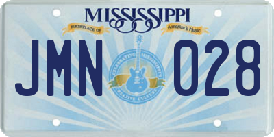 MS license plate JMN028