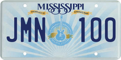 MS license plate JMN100