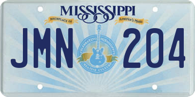 MS license plate JMN204