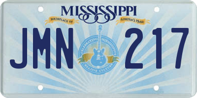 MS license plate JMN217