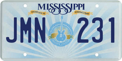 MS license plate JMN231