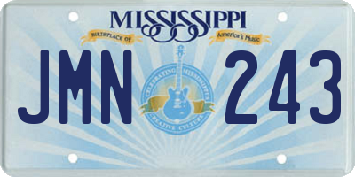MS license plate JMN243