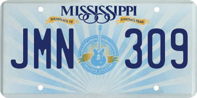 MS license plate JMN309