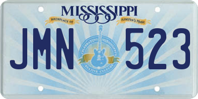 MS license plate JMN523