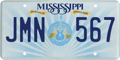 MS license plate JMN567
