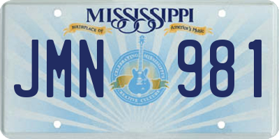 MS license plate JMN981