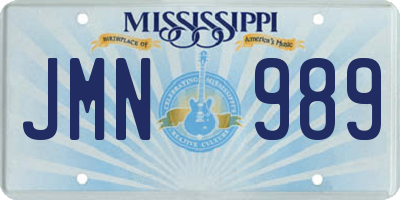 MS license plate JMN989