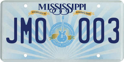 MS license plate JMO003
