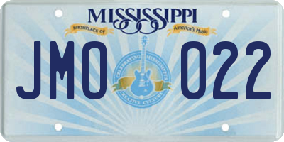 MS license plate JMO022