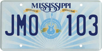 MS license plate JMO103