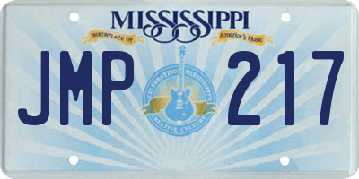 MS license plate JMP217