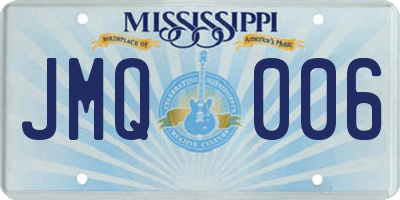 MS license plate JMQ006