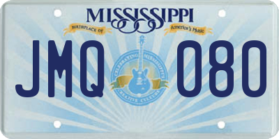 MS license plate JMQ080