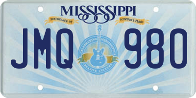 MS license plate JMQ980