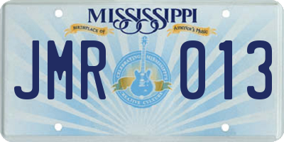 MS license plate JMR013