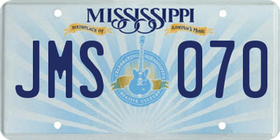 MS license plate JMS070