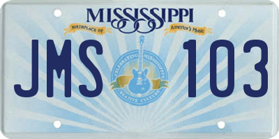 MS license plate JMS103