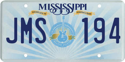 MS license plate JMS194