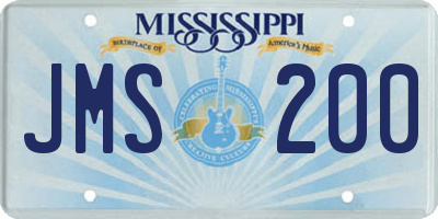 MS license plate JMS200